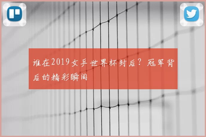 谁在2019女乒世界杯封后？冠军背后的精彩瞬间